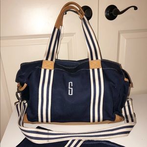 Pottery Barn Navy Diaper Bag with Initial “S”